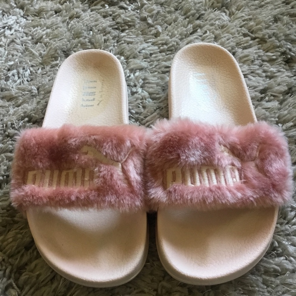Puma fenty by Rihanna Pink Furry Slides size 6.5